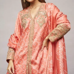 Ganavi Bandhani Kurta Set – Blush 9 Ganavi Bandhani Kurta Set – Blush -Abhinaya shop AD F21P74 Blush 5