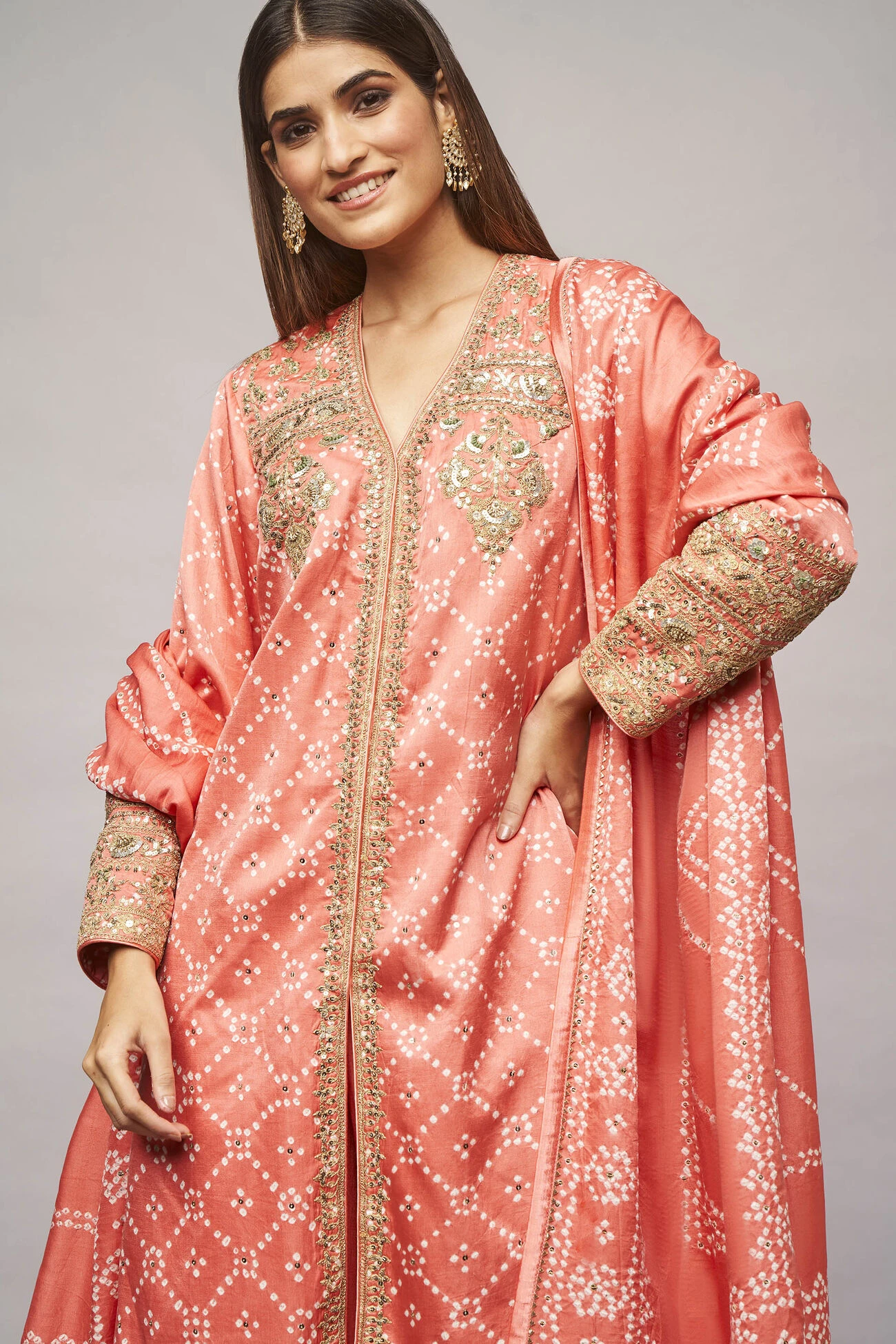 Ganavi Bandhani Kurta Set – Blush 5 Ganavi Bandhani Kurta Set – Blush - Image 5