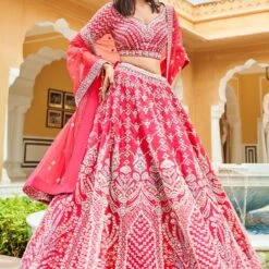 Mythili Lehenga Set-Berry Sorbet