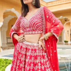 Mythili Lehenga Set-Berry Sorbet -Abhinaya shop AD F21R4 BerrySorbet 4