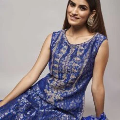 Vaishi Sharara Set-Royal Blue -Abhinaya shop AD F21S36A RoyalBlue 4