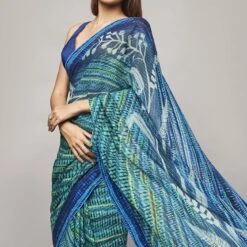 Ramone Saree - Blue -Abhinaya shop AD F22MA102 Blue 4