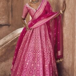 Aniq Lehenga Set - Hot Pink