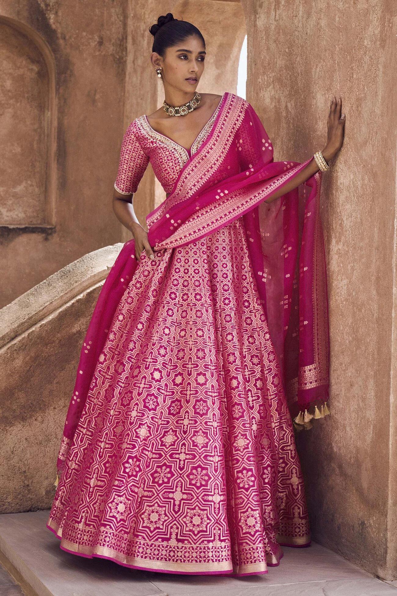 Aniq Lehenga Set - Hot Pink 1 Aniq Lehenga Set - Hot Pink