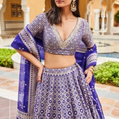Aniq Lehenga Set - Blue -Abhinaya shop AD F22R14​ Blue 5