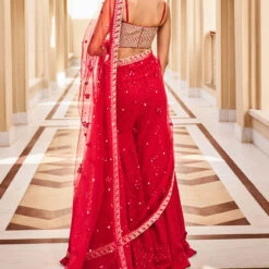 Aanandi Gharara Set - Red 5 Aanandi Gharara Set - Red -Abhinaya shop AD F22R173 Red 3