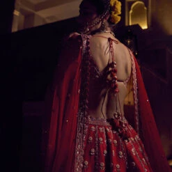 Gul Bano Lehenga - Red -Abhinaya shop AD F22R4MTO RED 3
