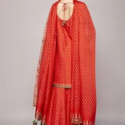 Nikhara Kurta Set - Red -Abhinaya shop AD F22RM117​ Red 3