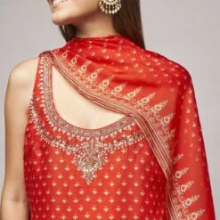 Nikhara Kurta Set - Red -Abhinaya shop AD F22RM117​ Red 6