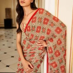 Shovana Saree - Cream 5 Shovana Saree - Cream -Abhinaya shop AD F22RN134 CREAM close