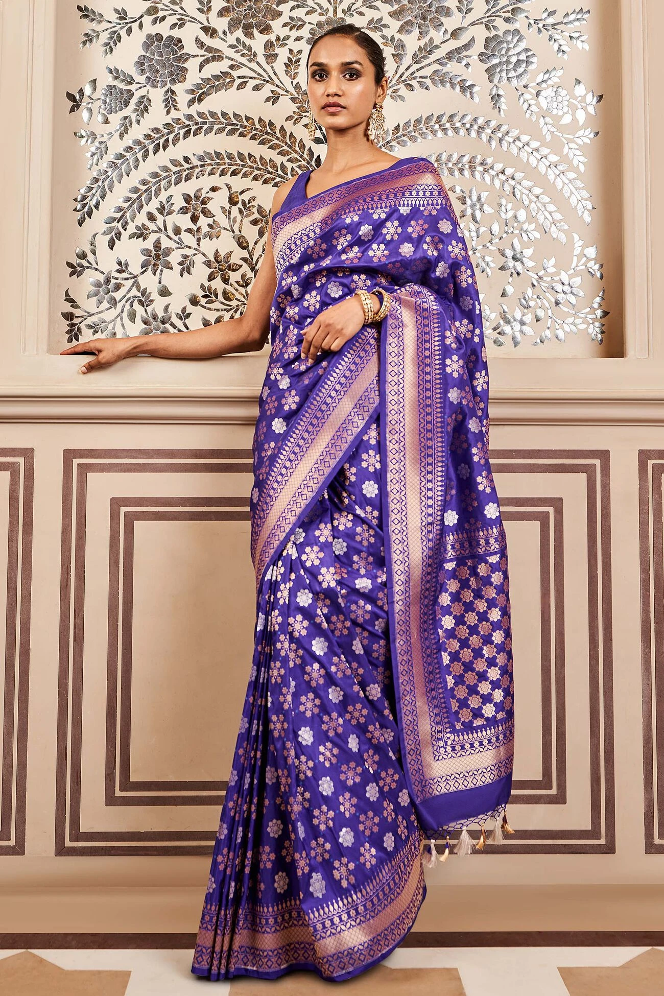 Tvesa Benarasi Saree - Blue 2 Tvesa Benarasi Saree - Blue - Image 2