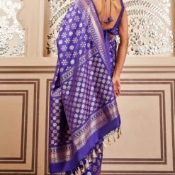 Tvesa Benarasi Saree - Blue 6 Tvesa Benarasi Saree - Blue -Abhinaya shop AD OBR1 Blue 3