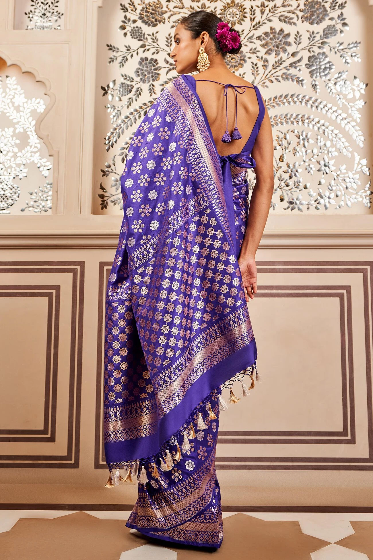 Tvesa Benarasi Saree - Blue 3 Tvesa Benarasi Saree - Blue - Image 3