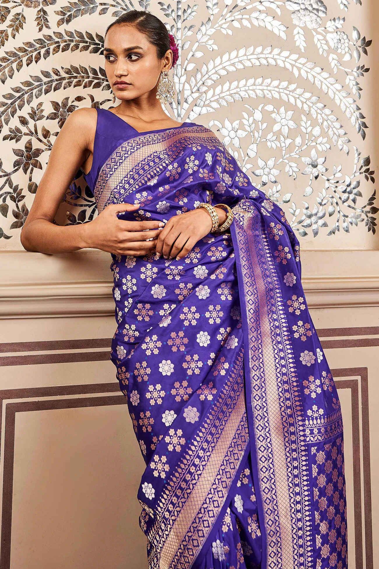 Tvesa Benarasi Saree - Blue 4 Tvesa Benarasi Saree - Blue - Image 4