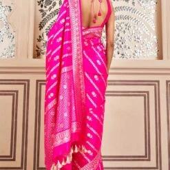Sravya Benarasi Saree - Pink 6 Sravya Benarasi Saree - Pink -Abhinaya shop AD OBR2 Pink 3