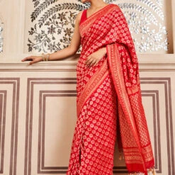 Ridah Benarasi Saree - Red 6 Ridah Benarasi Saree - Red -Abhinaya shop AD OBR3 RED 1