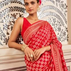 Ridah Benarasi Saree - Red