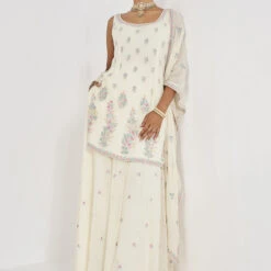 Elakshi Sharara Set - Ivory -Abhinaya shop AD S22A10 Ivory 4