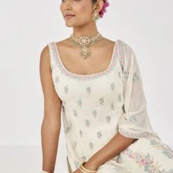 Elakshi Sharara Set - Ivory -Abhinaya shop AD S22A10 Ivory 5