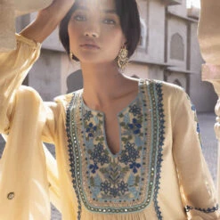 Dimitra Kurta Set - Beige 6 Dimitra Kurta Set - Beige -Abhinaya shop AD S22R14A Beige 3