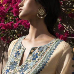 Dimitra Kurta Set - Beige 7 Dimitra Kurta Set - Beige -Abhinaya shop AD S22R14A Beige 4