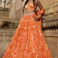 Magic Magpies Lehenga Set - Orange