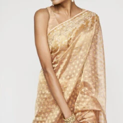 Daivi Benarasi Saree - Gold -Abhinaya shop BSR104 gold 4