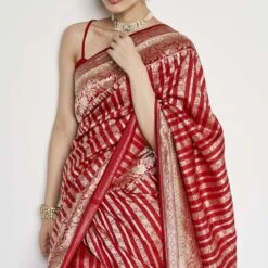 Hargun Benarasi Saree - Red 13 Hargun Benarasi Saree - Red -Abhinaya shop BSR109 Red 6