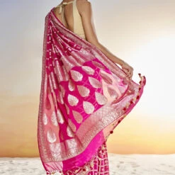 Chitra Benarasi Saree - Pink -Abhinaya shop BSR117 HOTPINK 3