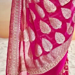 Chitra Benarasi Saree - Pink -Abhinaya shop BSR117 HOTPINK 6