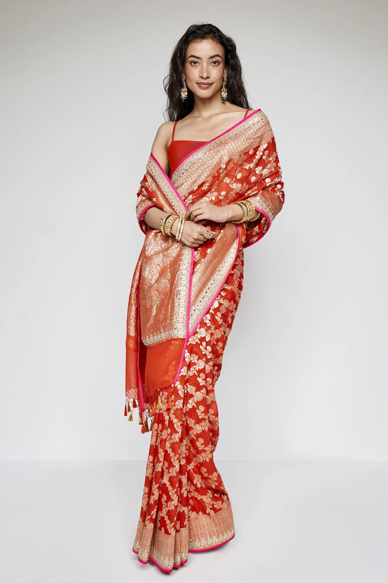 Nazaha Benarasi Saree - Orange 1 Nazaha Benarasi Saree - Orange