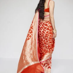 Nazaha Benarasi Saree - Orange 9 Nazaha Benarasi Saree - Orange -Abhinaya shop BSR124 Orange 3