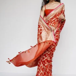 Nazaha Benarasi Saree - Orange 10 Nazaha Benarasi Saree - Orange -Abhinaya shop BSR124 Orange 4
