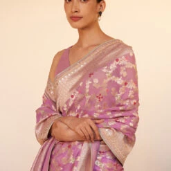 Nitara Benarasi Saree - Lilac -Abhinaya shop BSR125 Lilac 5