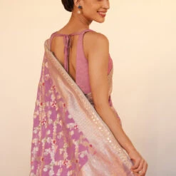 Nitara Benarasi Saree - Lilac -Abhinaya shop BSR125 Lilac 6