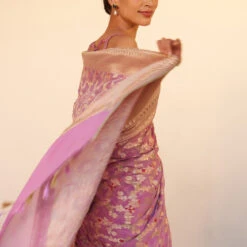 Nitara Benarasi Saree - Lilac -Abhinaya shop BSR125 Lilac 7