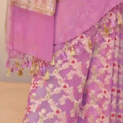 Nitara Benarasi Saree - Lilac -Abhinaya shop BSR125 Lilac 8