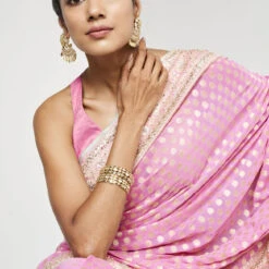 Ekisha Benarasi Saree - Pink -Abhinaya shop BSR21 pink 6