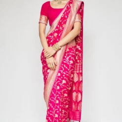 Lavanya Benarasi Saree - Hot Pink