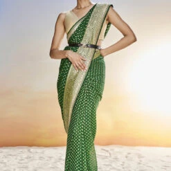 Lekha Benarasi Saree- Green -Abhinaya shop BSR64 GREEN 4