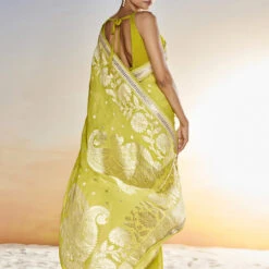 Abhinaya Benarasi Saree - Lime -Abhinaya shop BSR69 Lime 3