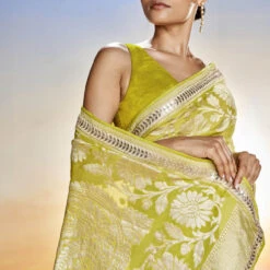 Abhinaya Benarasi Saree - Lime -Abhinaya shop BSR69 Lime 5
