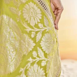 Abhinaya Benarasi Saree - Lime -Abhinaya shop BSR69 Lime 6