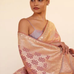 Gul Benarasi Saree - Blush -Abhinaya shop BSR73 Blush 6
