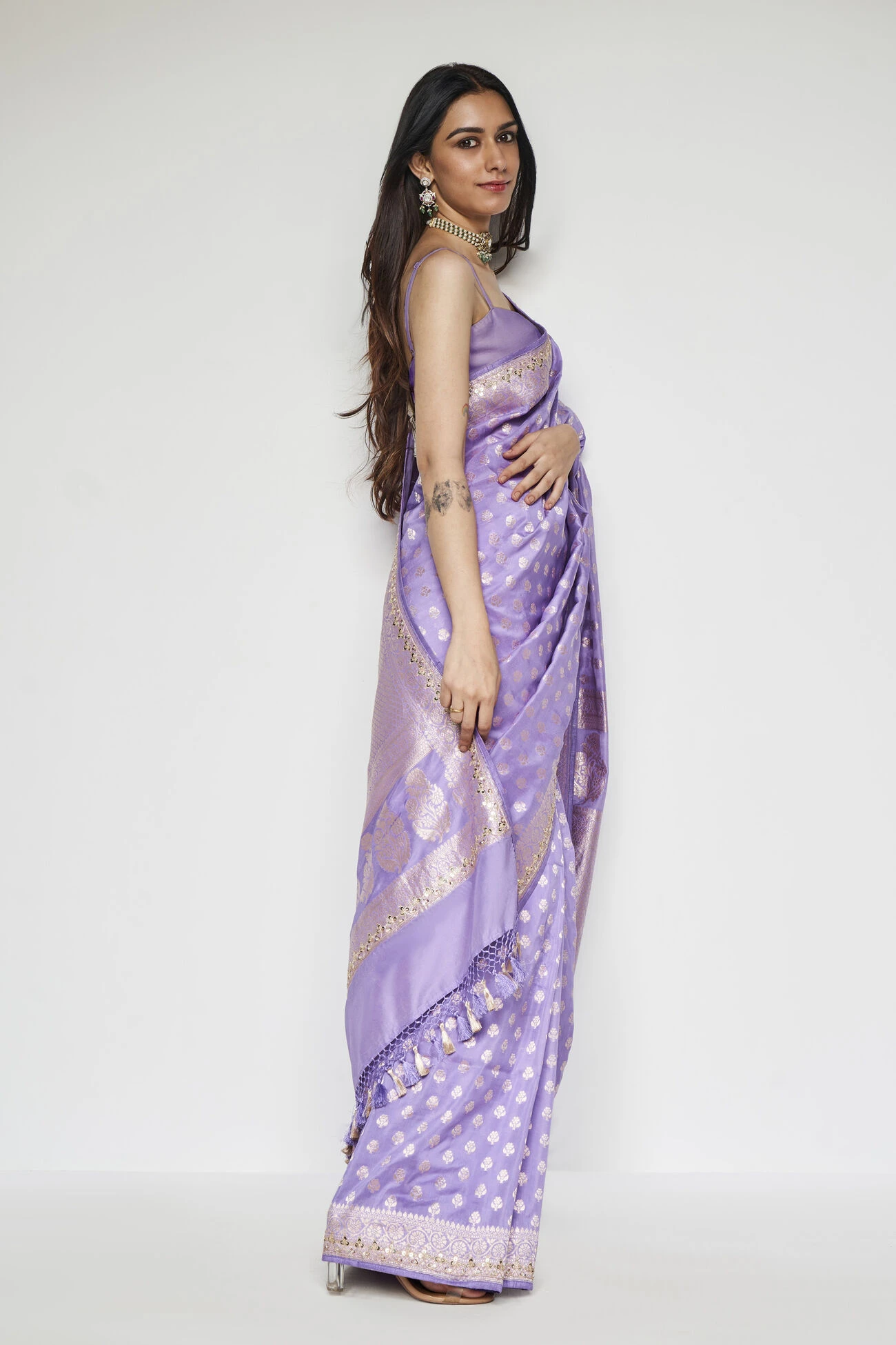 Briti Benarasi Saree - Lilac 3 Briti Benarasi Saree - Lilac - Image 3