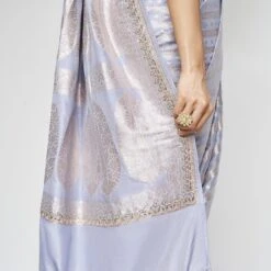 Madhusmita Benarasi Saree - Grey -Abhinaya shop BSR84 Grey 6