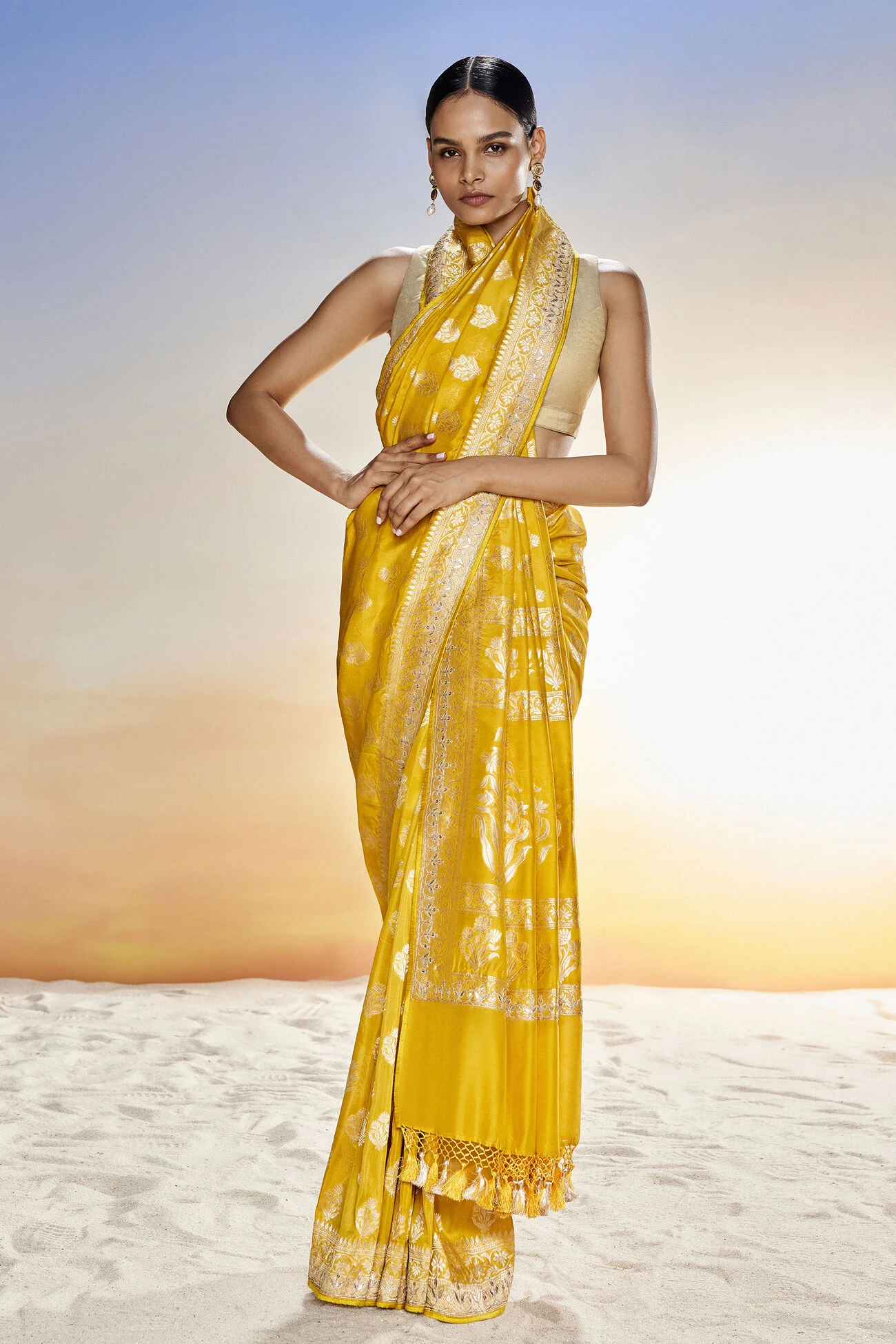 Sahana Benarasi Saree -Mustard 1 Sahana Benarasi Saree -Mustard