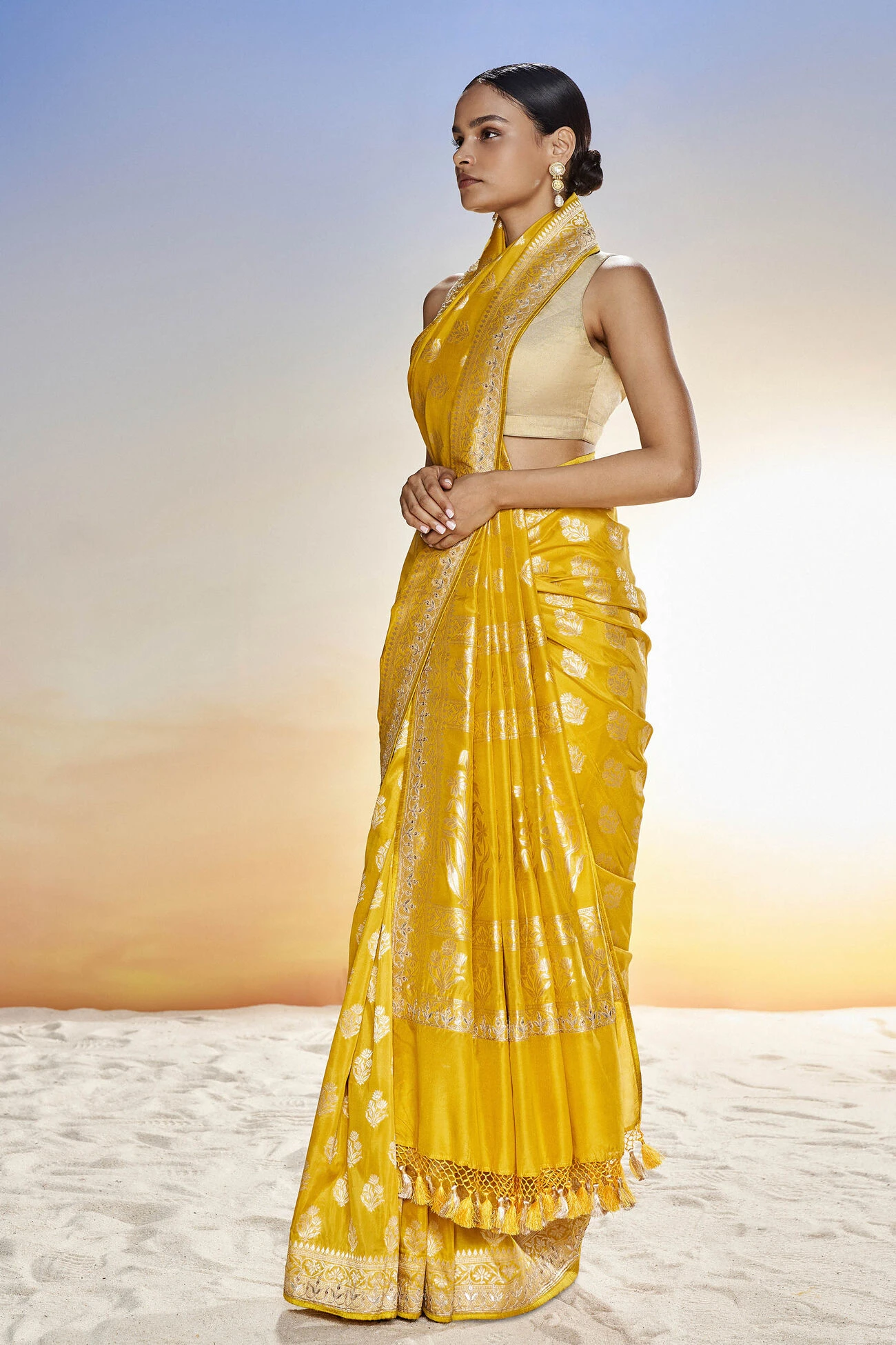 Sahana Benarasi Saree -Mustard 2 Sahana Benarasi Saree -Mustard - Image 2