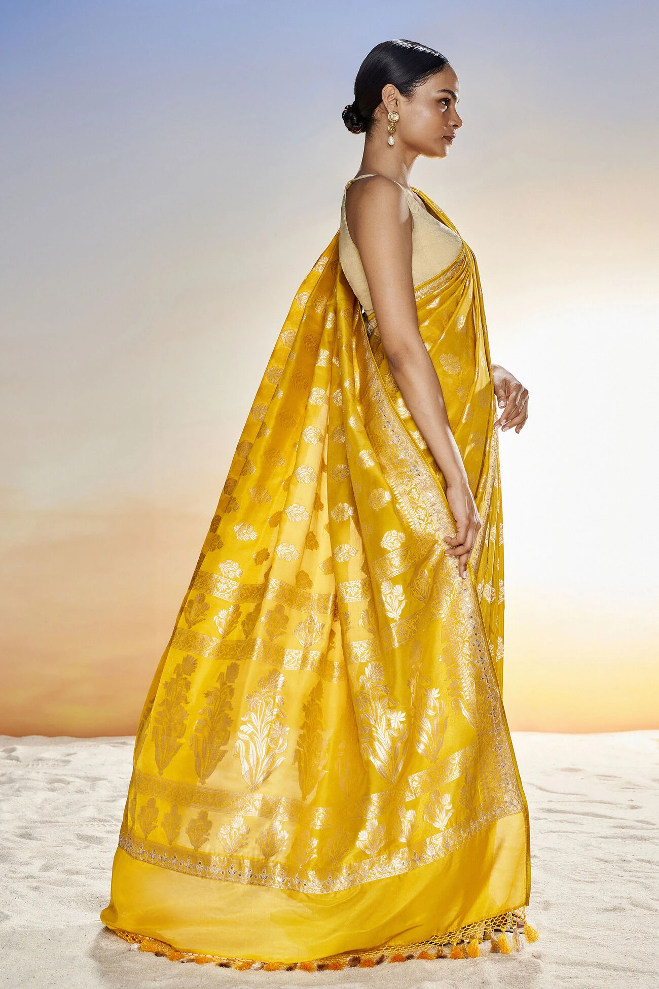 Sahana Benarasi Saree -Mustard 3 Sahana Benarasi Saree -Mustard - Image 3