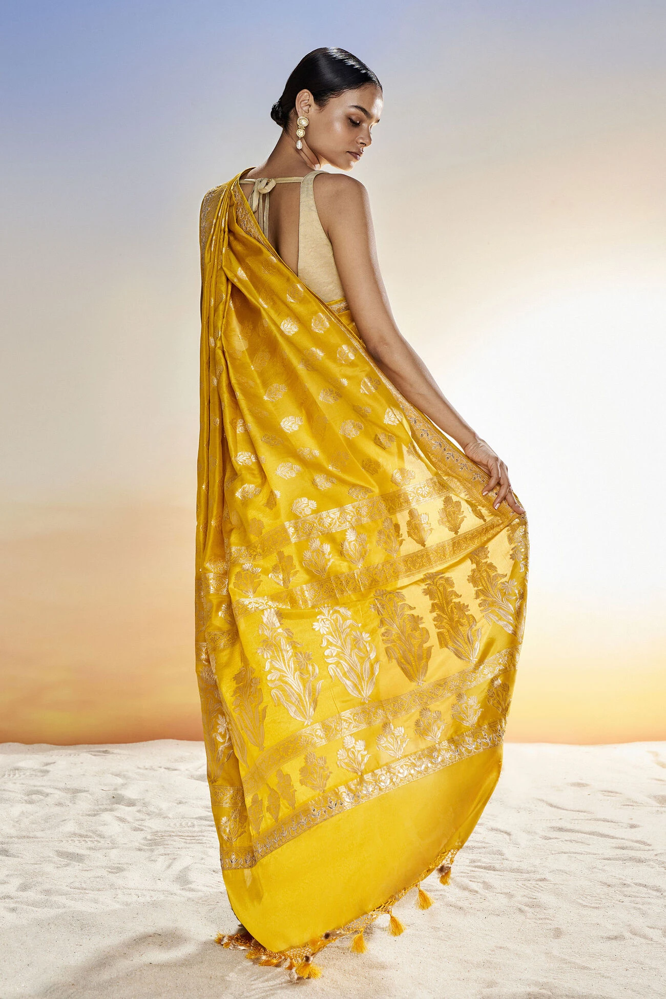 Sahana Benarasi Saree -Mustard 4 Sahana Benarasi Saree -Mustard - Image 4
